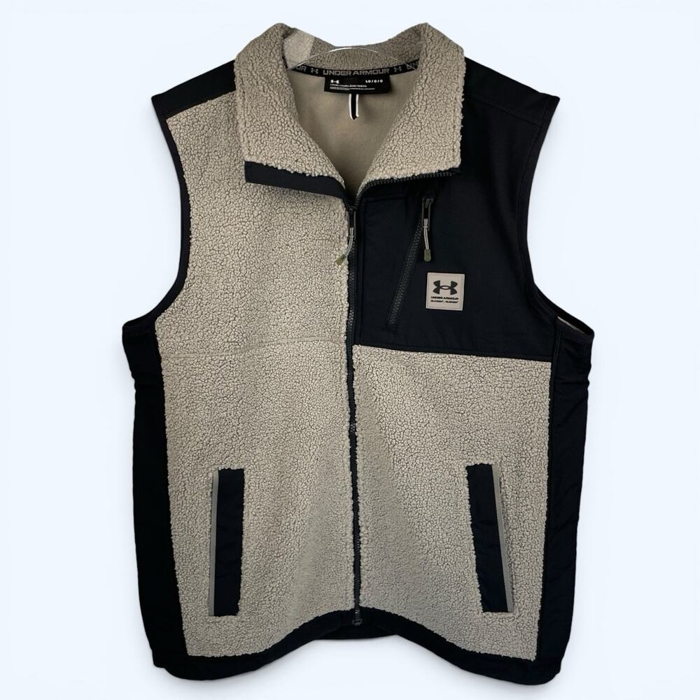 Under Armour Men's Mission Vest Cold Gear Sherpa Boucle Gray Black Large